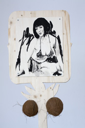 Phillip Zaiser Gordons-3 wood, coconut, black ink, ca. 250x70x20 cm 2009
